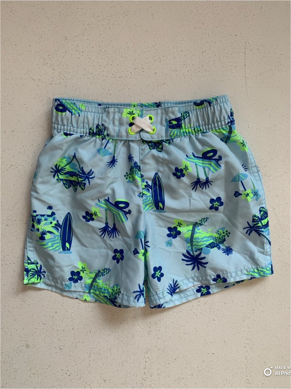 Cat & Jack Toddler Boys Blue Tropical Print Swim Trunks Swimsuit Size 3T NWOT